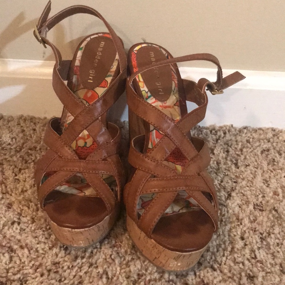 Madden girl tan wedges